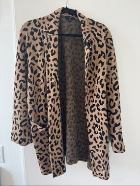 J. Crew Leopard Print Open-Front Sweater Blazer Jacket - Tan & Black